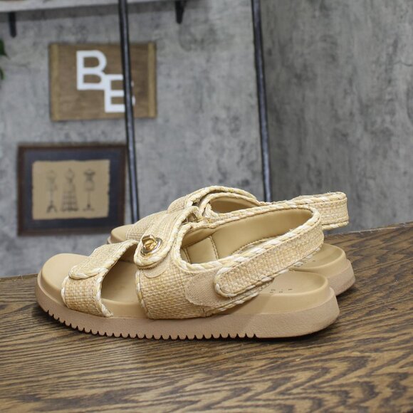 A New Day Womens Tilly Raffia Platform Footbed Sandals 92611752 Tan Brown 10M - Picture 2 of 10